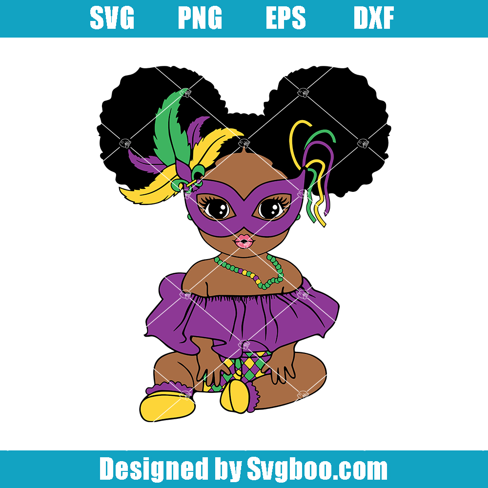 Mardi Gras Little Girl Svg, Miss Mardi Gras Svg, Carnival Mask Svg