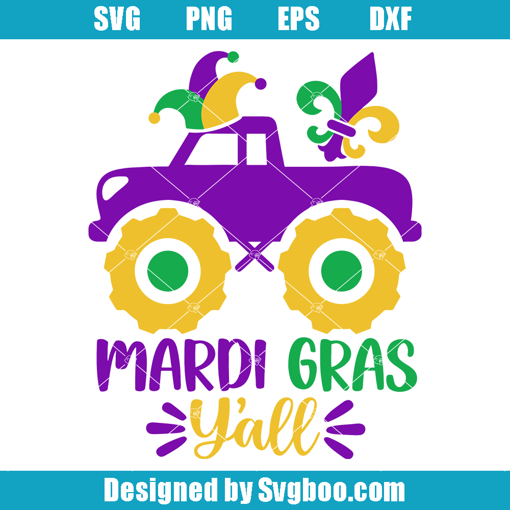 Mardi Gras Y'all Svg, Mardi Gras Truck Svg, Kids Mardi Gras Svg Mardi Gras Y'all Svg