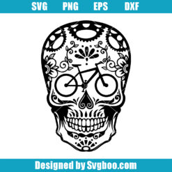 Bicycle Sugar Skull Svg, Mountain Bike Svg, Athlete Biking Svg