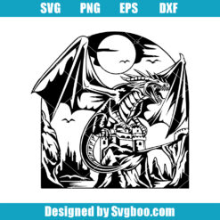 Dragon On A Castle Svg