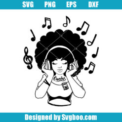 Girl Listen To Music Svg