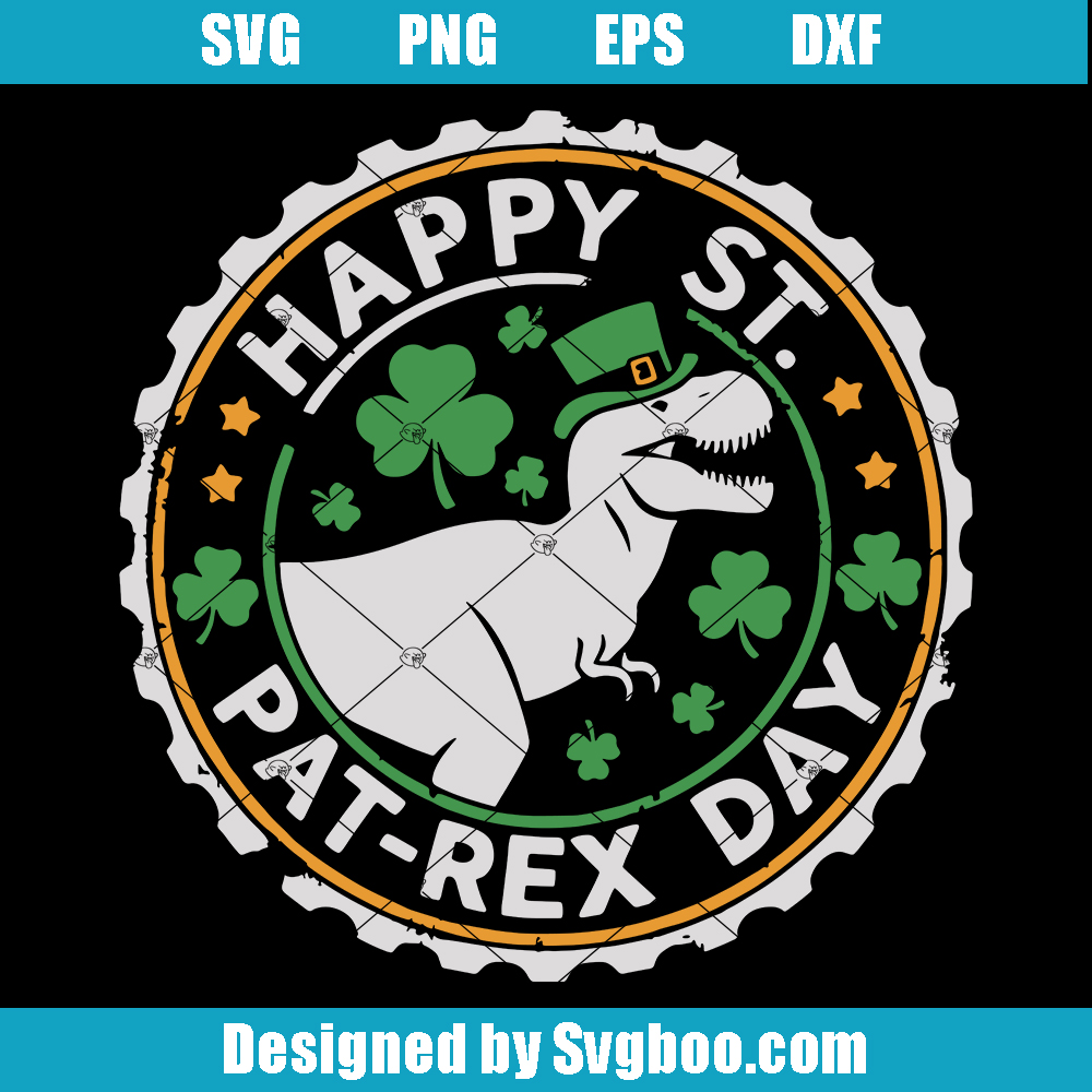 Happy St. Pat T-rex Day Svg, Funny Dinosour Svg, Dino Patricks Day Svg Happy St. Pat T-rex Day Svg