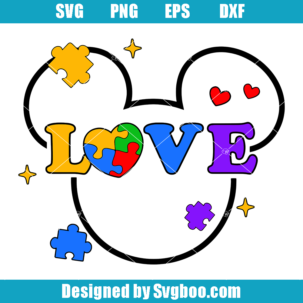 Love Mouse Autism Svg, Character Autism Svg, Autism Support Svg Love Mouse Autism Svg