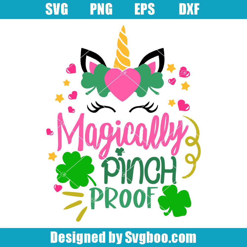 Magically Pinch Proof Svg, Shamrock Silhoutte Svg, Cute Unicorn Svg