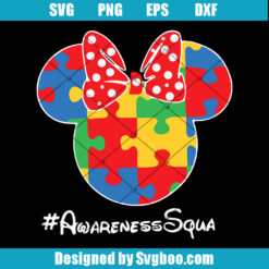 Minie Mouse Head Autism Awareness Svg
