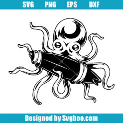 Octopus With Surfboard Svg