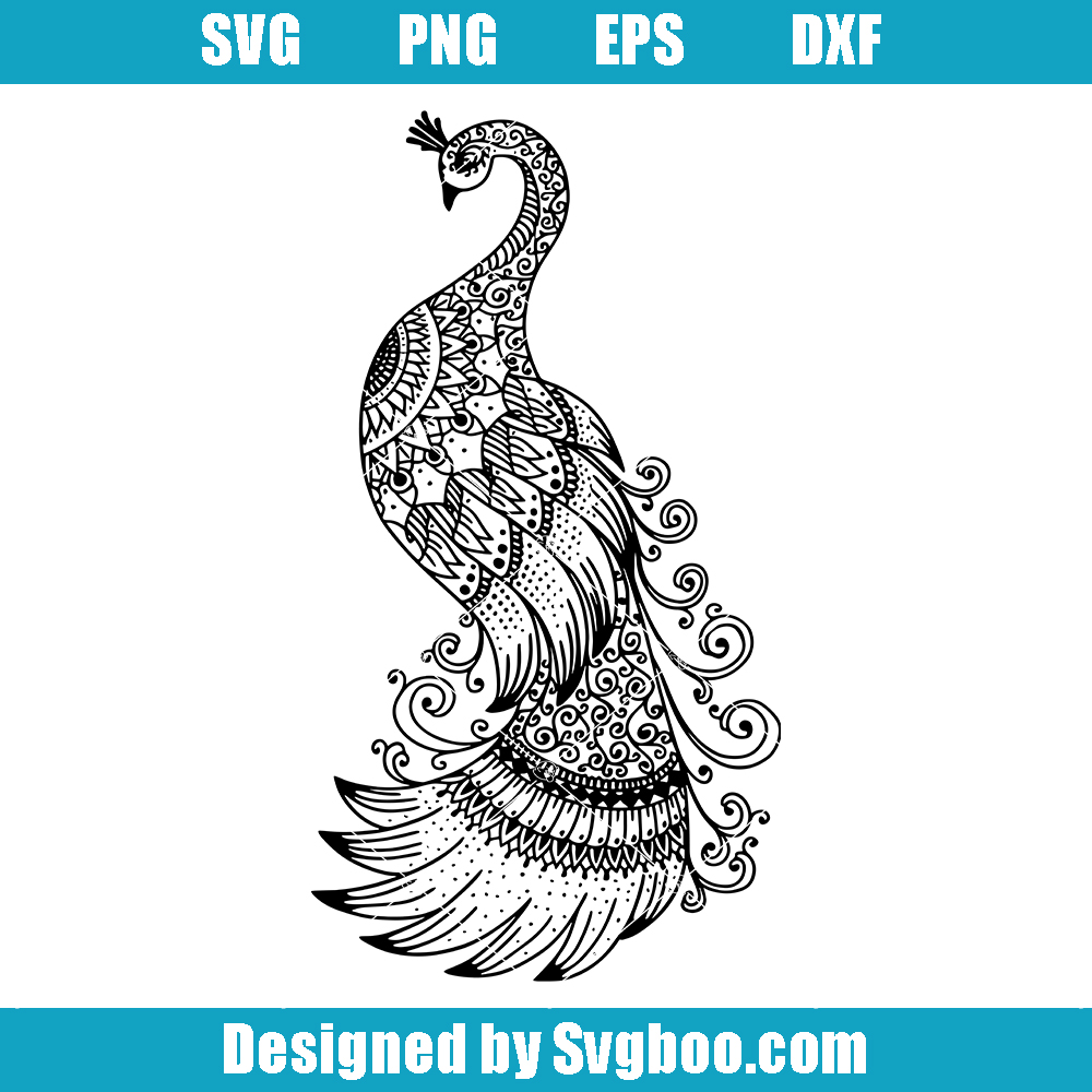 Peacock Mandala Svg, Zentangle Peacock Svg, Beautiful Peacock Svg Peacock Mandala Svg