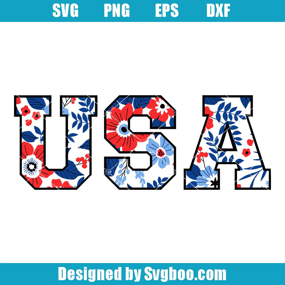 Retro America Flowers Svg, 4th Of July Svg, Beautiful Flowers Svg