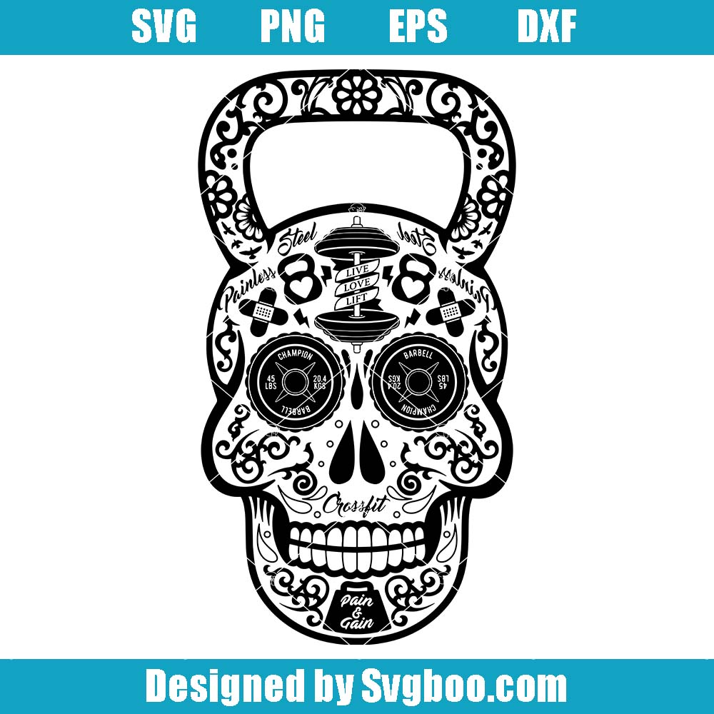 CrossFit Skull Svg, Sugar Skull Svg, Funny Skull Head Svg CrossFit Skull Svg