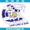 Cute Dog In Sunglasses Surfing On Big Wave Svg