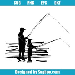 Dad and Son Fisherman Svg