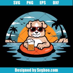 Dog Swim With Ring Buoy Svg