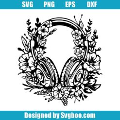 Floral Headphones Svg