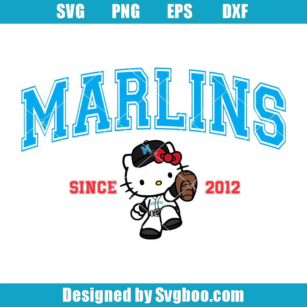 Marlins From 2012 Svg, Kitty Mascot Svg, Baseball Team Kitty Svg