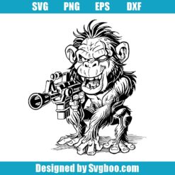 Monkey Holding A Rifle Svg