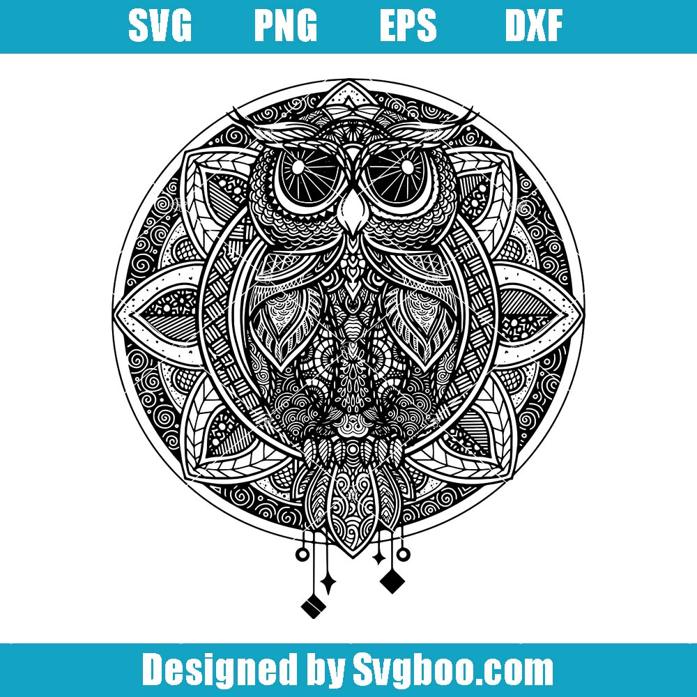 Owl Mandala Svg, Exploring The Mystical Depths Black Svg, Owl Art Svg