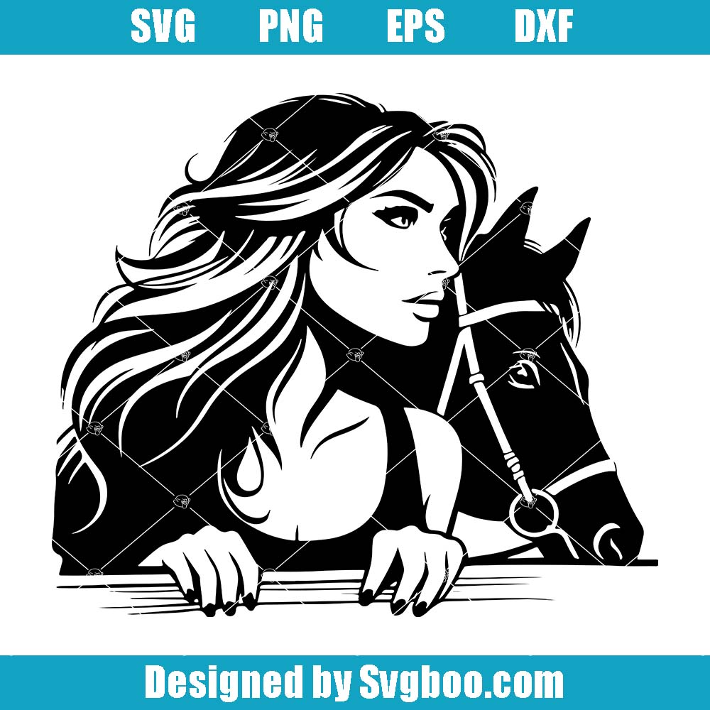Peeking Woman And Horse Svg, Beautiful Woman Svg, Horse Silhouette Svg Peeking Woman And Horse Svg