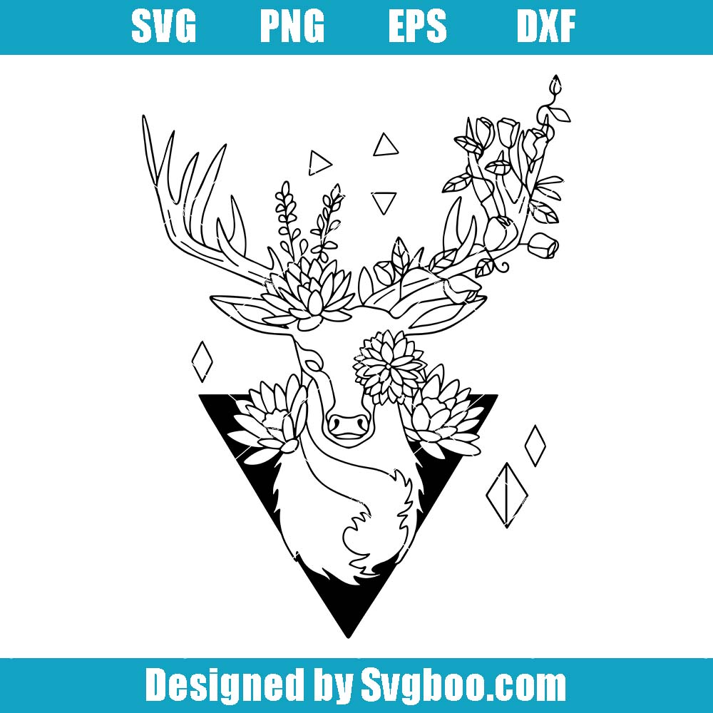 Prince Of The Deep Svg, Forest Flowering Deer Svg, Deer Art Svg Prince Of The Deep Svg