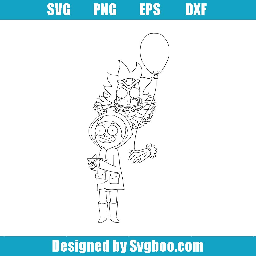 Rick and Morty in Movies It Svg, Pennywise Clown Svg, Funny Character Svg Rick and Morty in Movies It Svg