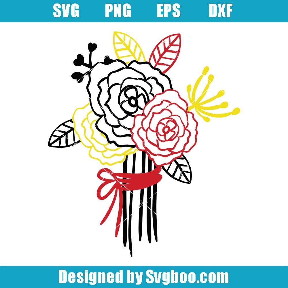 Romantic Rose Bouquet Svg, Flower Lovers Svg, Flowers Tattoo Svg Romantic Rose Bouquet Svg