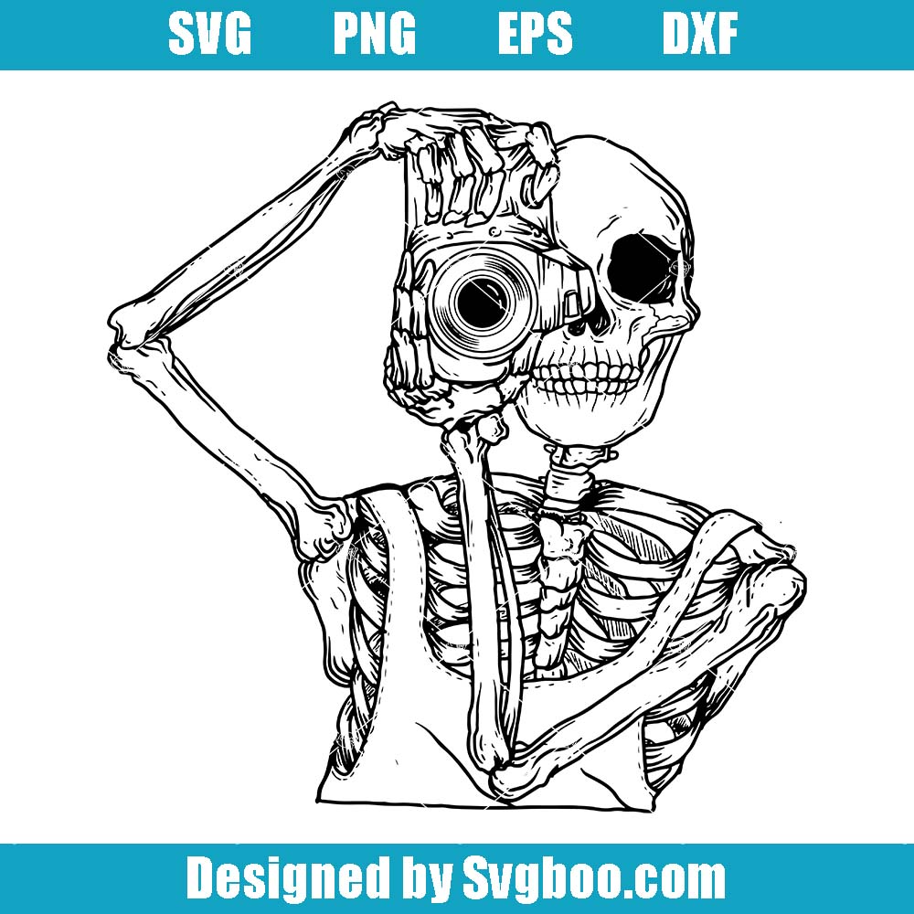 Shuttered Bones Svg, The Skeleton Photographer Svg, Skull Snapper Svg Shuttered Bones Svg