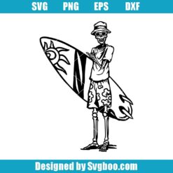 Skeleton Going Surfing Svg