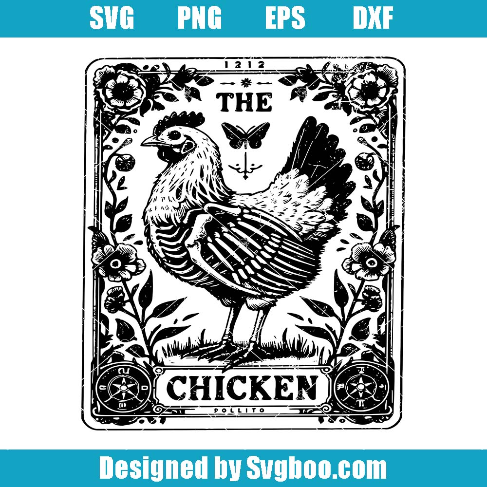 The Chicken Tarot Card Svg, Chicken Skeleton Svg, Chicken Lady Mug Svg The Chicken Tarot Card Svg