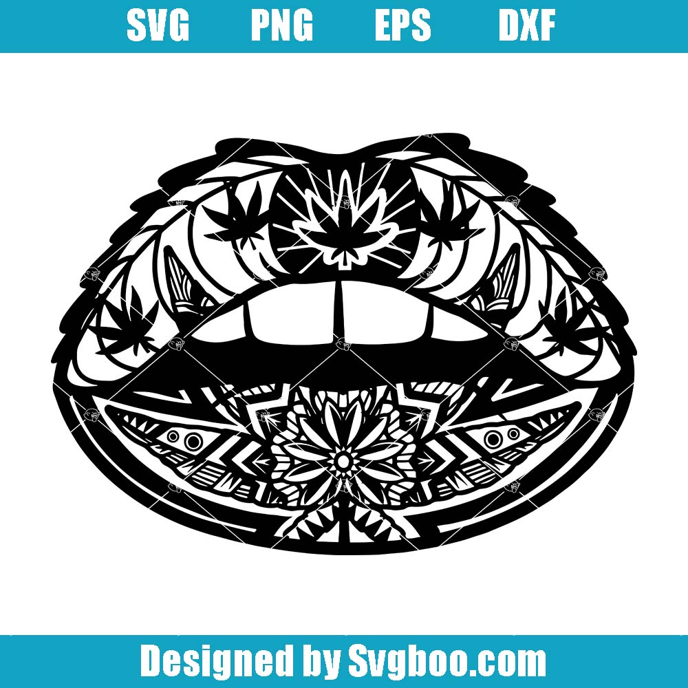 Mandala Lips Weed Svg, Mandala Svg, Cannabis Mandala Svg