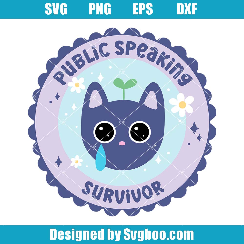 Public Speaking Survivor Svg, Sad Cat Svg, Cute Mental Health Svg Public Speaking Survivor Svg
