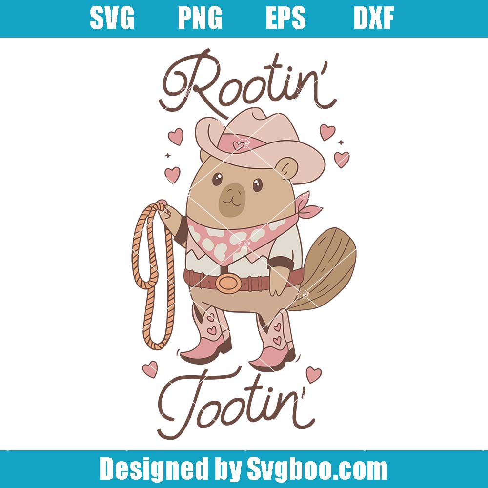 Rootin Tootin Capybara Svg, Cute Artsy Trendy Svg, Cowboy Capybara Svg