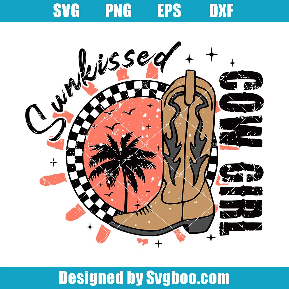 Sunkissed Cowgirl Svg, Western Summer Svg, Retro Summer Svg Sunkissed Cowgirl Svg