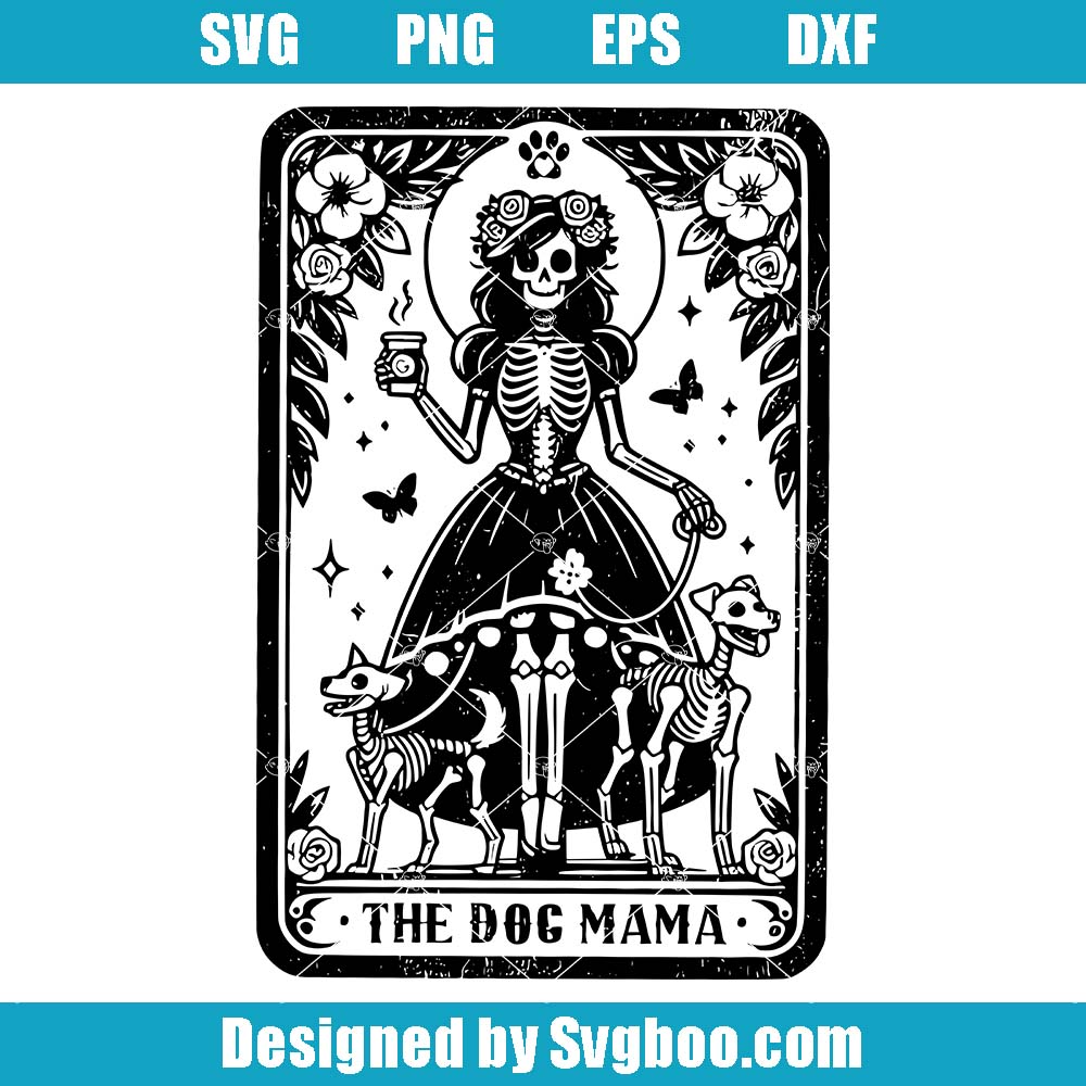 The Dog Mama Tarot Card Svg, Witchy Dog Lover Svg, Celestial Dog Svg