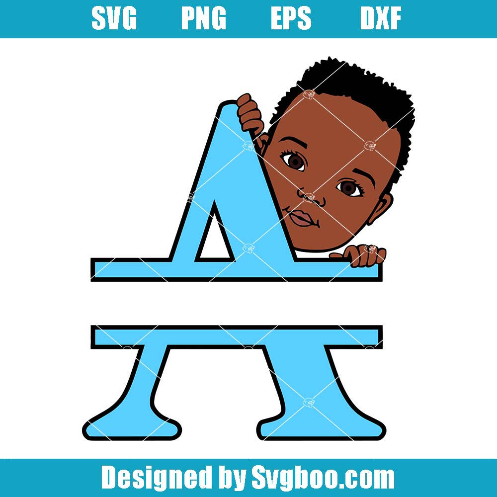 Black Boy With Letter A Svg, Split Alphabet Svg, Monogram Name Svg