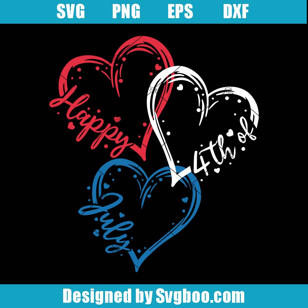 Heart 4th Of July Svg, Happy Heart Svg, Red White And Blue Svg