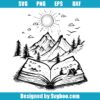 Open Book With Mountain Scene Svg