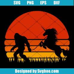 Retro Style Bigfoot And Unicorn Svg