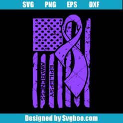 Epilepsy Awareness Ribbon American Flag Svg