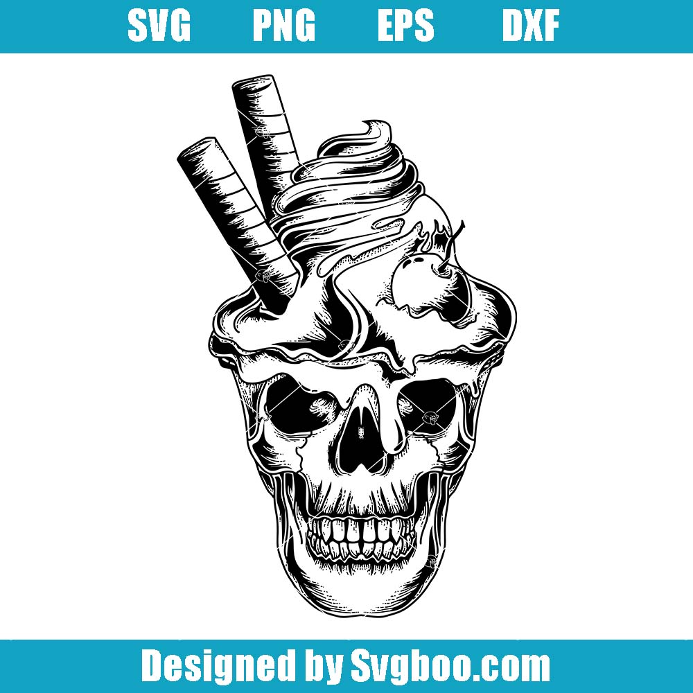 Ice Cream Skull Svg, Fast Food Head Svg, Humor Skull Svg Ice Cream Skull Svg