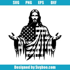Jesus With American Flag Svg