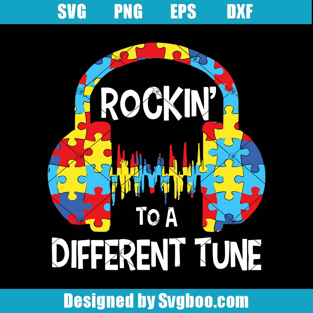 Rocking To A Different Tune Svg, Autism Heart Svg, Puzzle Piece Svg