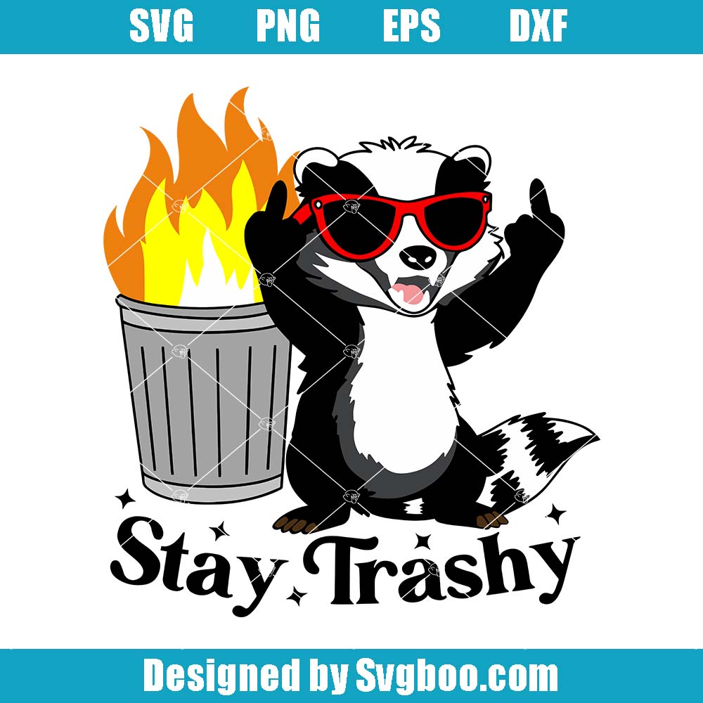 Sarcastic Kawaii Raccoon Svg, Stay Trashy Svg, Funny Raccoon Svg