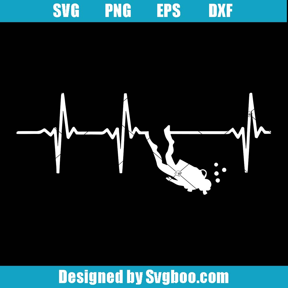 Scuba Diver Heartbeat Svg, Heart Rate Svg, Diver Silhouette Svg Scuba Diver Heartbeat Svg