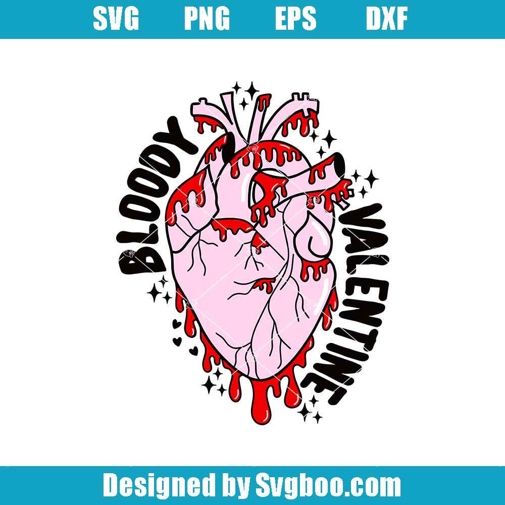 Bloody Valentine Svg, Pastel Creepy Valentines Svg, Bleeding Heart Svg