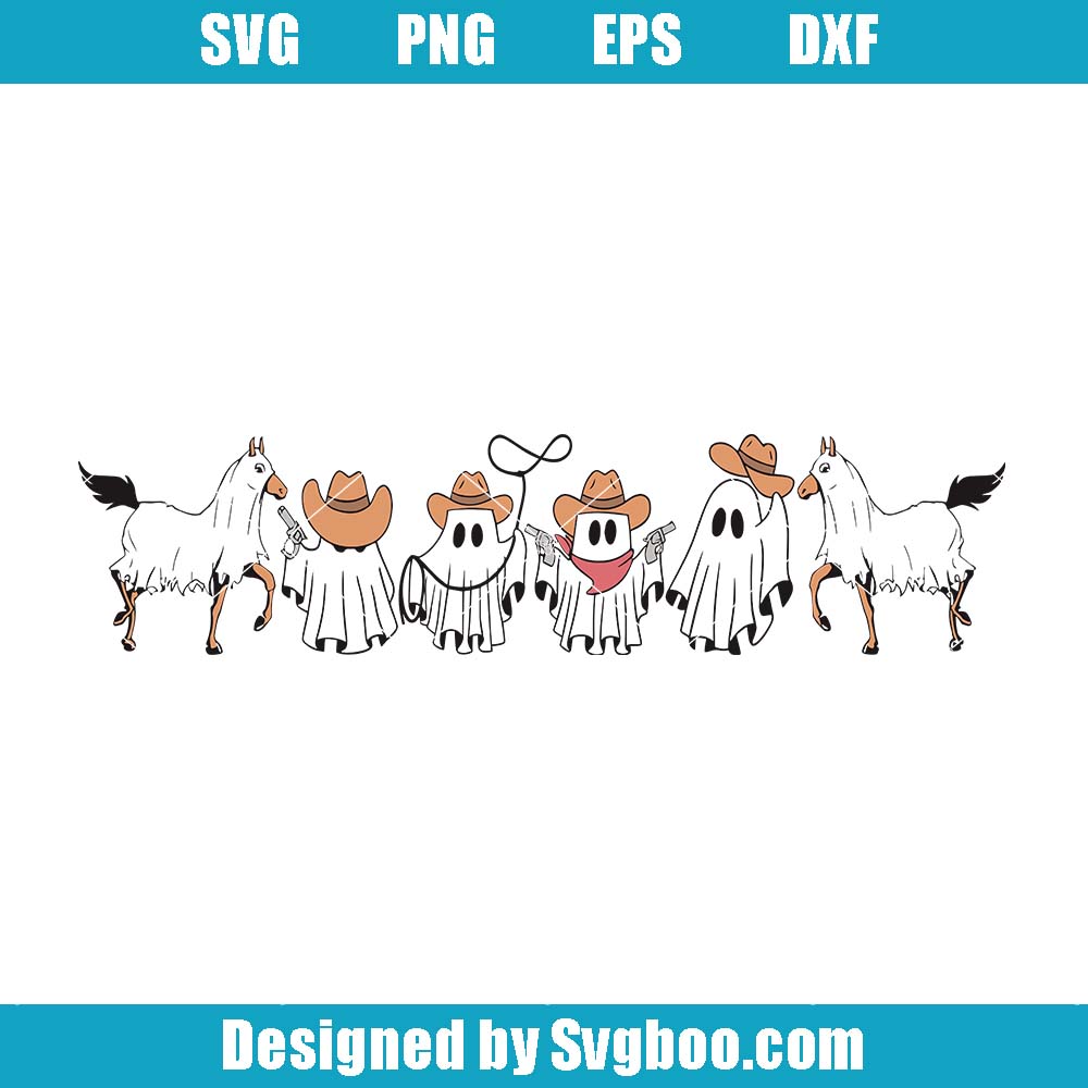 Cowboy Ghosts Svg, Halloween Cowgirl Ghost Svg, Cute Western Ghost Svg Cowboy Ghosts Svg