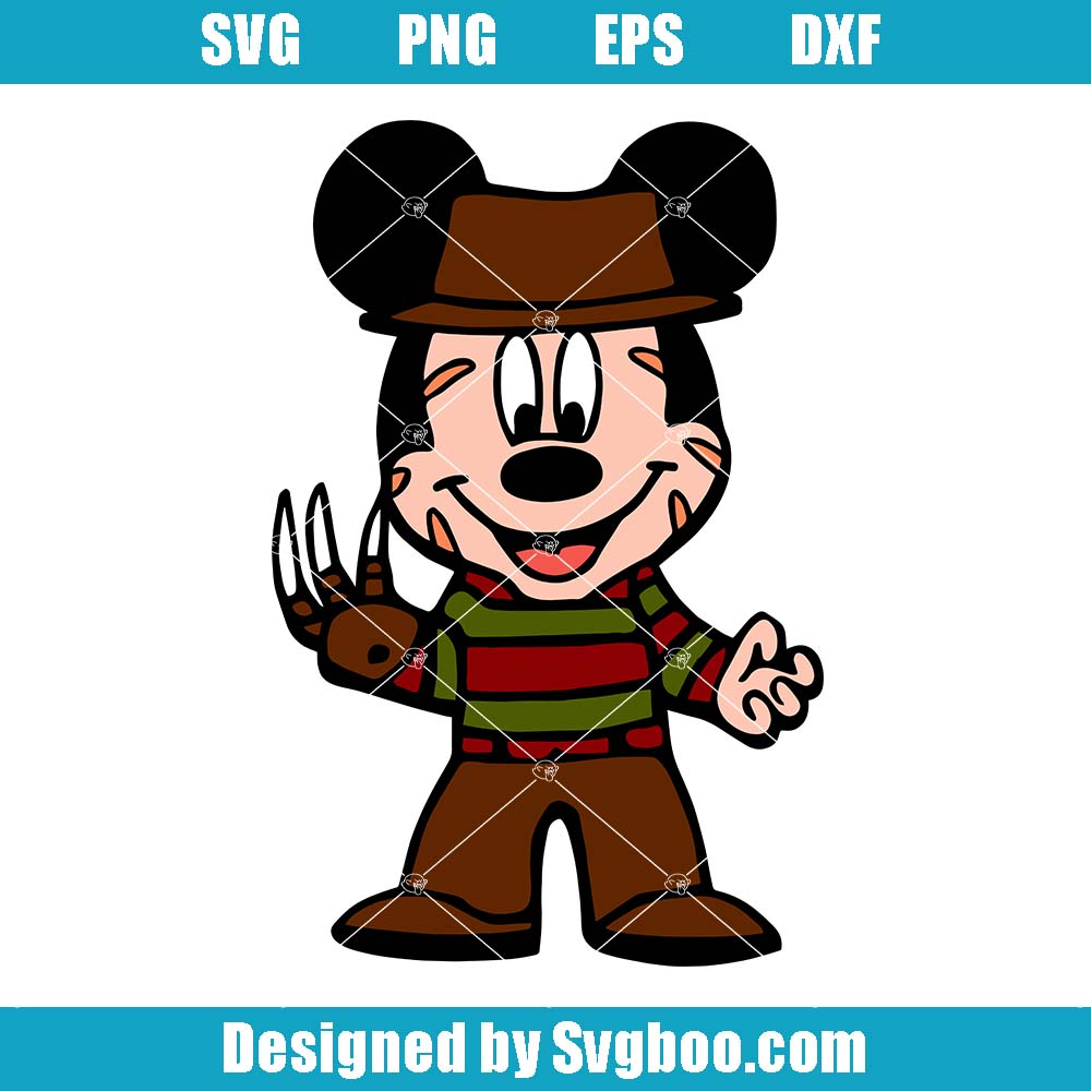 Freddy Krueger Mouse And Friends Svg, Halloween Kids Svg Freddy Krueger Mouse And Friends Svg