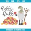 Hello Fall Gnome Raking Leaves Svg