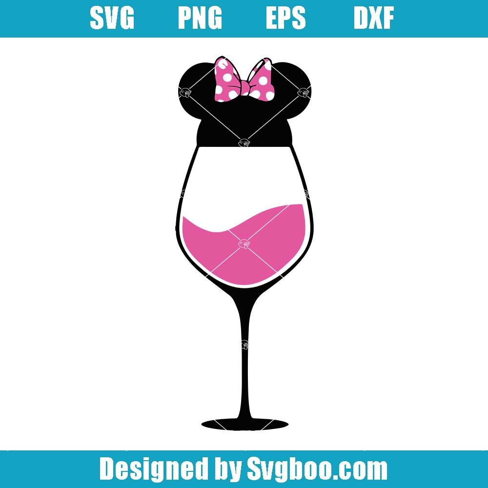 Minnie Mouse Wine Glass Svg, Mouse Glass Svg, Drinking World Svg