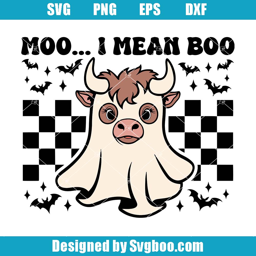 Moo I Mean Boo Svg, Halloween Ghost Svg, Cowboy Ghost Svg