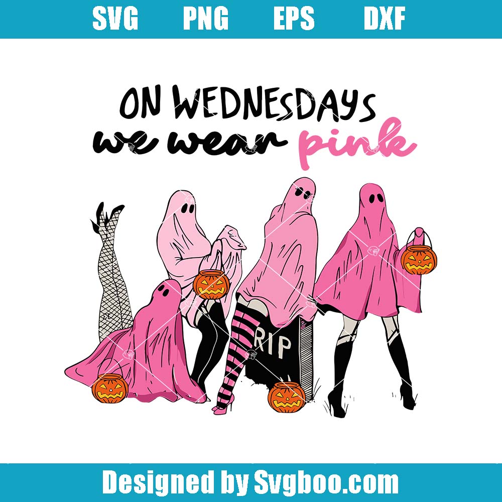 On Wednesday We Wear Pink Svg, Pink Ghost Girls Svg, Mean Girls Svg On Wednesday We Wear Pink Svg