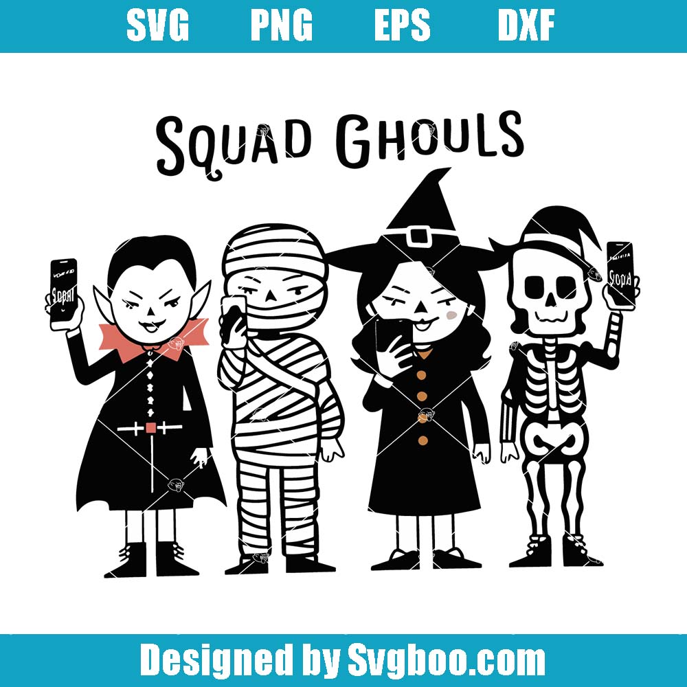 Squad Ghouls Svg, Funny Characters Svg, Squad Halloween Svg